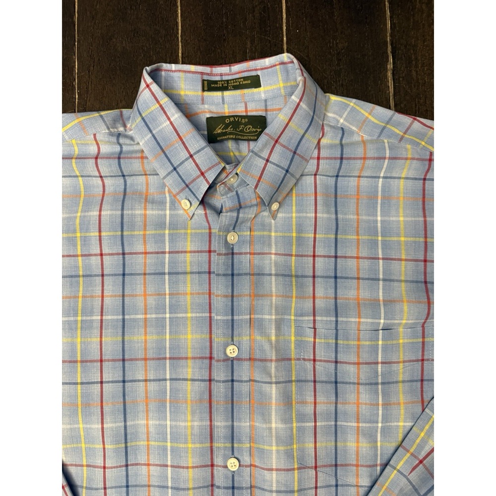 Orvis Signature Collection XL Madras Plaid Button Down Shirt 100% Cotton Relaxed